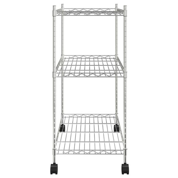vidaXL 3-Tier Storage Rack with Wheels 23.6x13.8x31.9" Chrome 330.7 lb