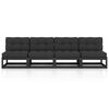 vidaXL Garden Sofa Black Solid Pine Wood Large Garden Sofa Rectangular