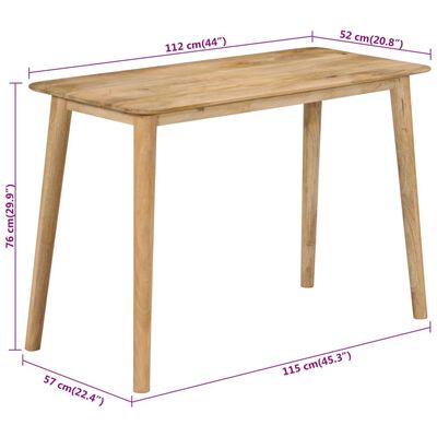 vidaXL Dining Table 44.1"x20.5"x29.9" Solid Wood Mango