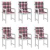 vidaXL Patio Lowback Chair Cushions 6 pcs Red Check Pattern 39.4x19.7x1.2" Oxford Fabric