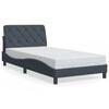 vidaXL Bed Frame with LED without Mattress Dark Gray 39.4"x79.9" Velvet