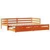 vidaXL Daybed With Trundle Wax brown Solid pinewood 80 x 79 in