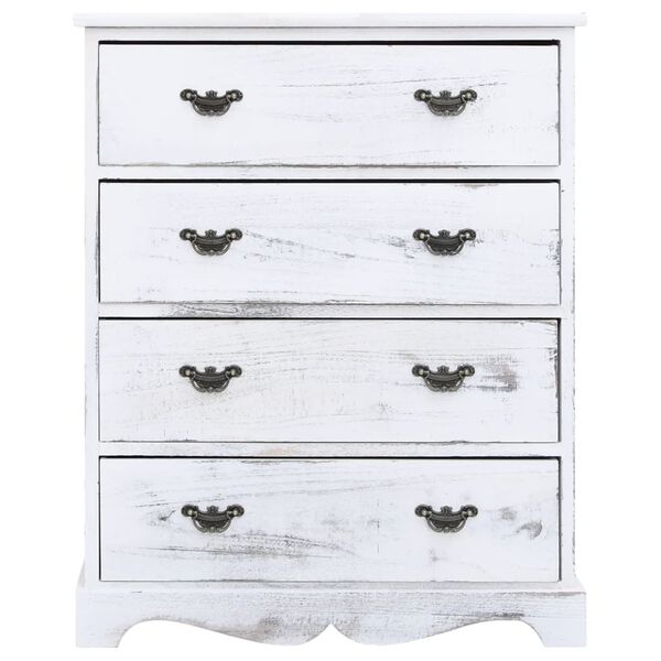 vidaXL Drawer Cabinet White Paulownia wood Medium Drawer Cabinet
