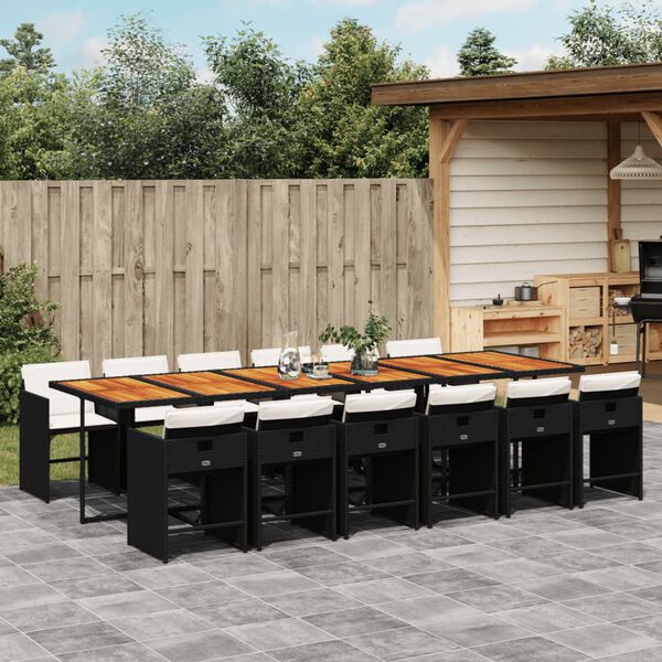 vidaXL Garden Dining Set Black and cream white