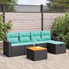 vidaXL 6 Piece Patio Sofa Set with Cushions Black Poly Rattan