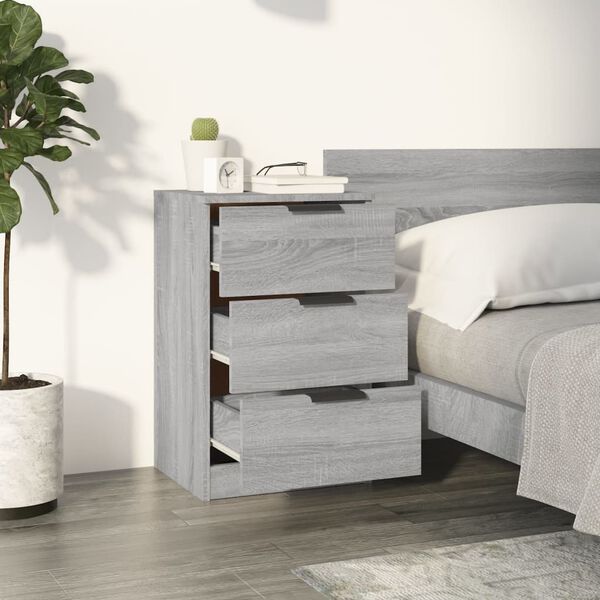vidaXL Bedside Cabinet Gray Sonoma Engineered Wood 15.7x14.2x25.6 in