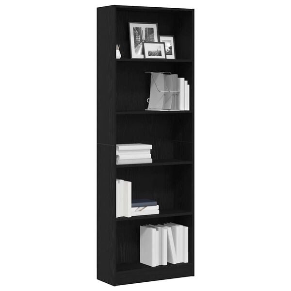 vidaXL Bookshelf Black Oak 23.62 x 9.45 x 69.29 in Engineered Wood