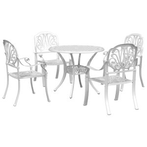 vidaXL Garden Dining Set White Cast Aluminum Medium Durable
