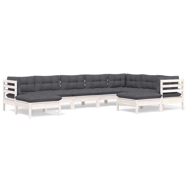 vidaXL Garden Lounge Set White, Anthracite