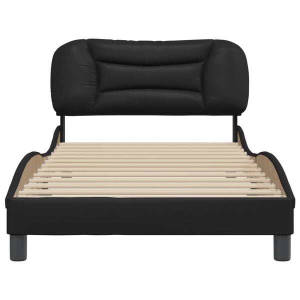 vidaXL Bed Frame Black Faux leather Twin Bed Frame Rectangular