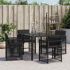 vidaXL Garden Chair Set of 4 Black PE rattan Medium Foldable