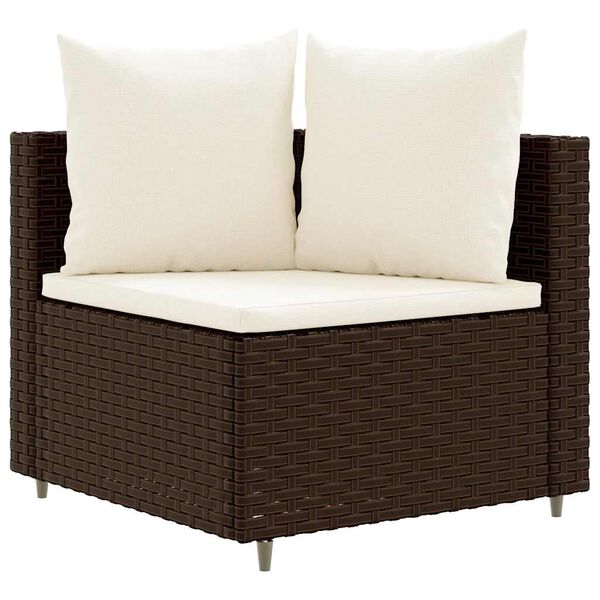 vidaXL Patio Sofa Set Set of 7 Brown, Cream White
