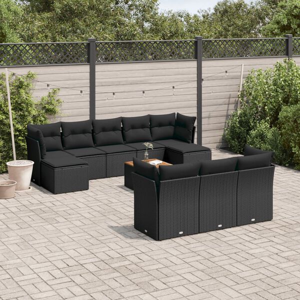 vidaXL Garden Sofa Set Black and Brown