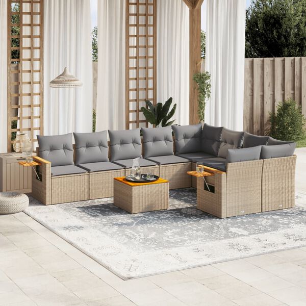 vidaXL Garden Sofa Set Beige, Light grey