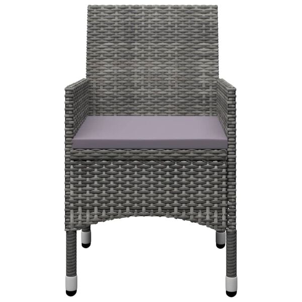 vidaXL Dining Set Grey Solid Acacia Wood, PE Rattan, Powder-Coated Steel
