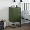 vidaXL Bedside Cabinet Olive Green Steel Compact Bedside Cabinet