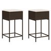 vidaXL Garden Bar Stool Brown Poly Rattan with a powder-coated steel frame
