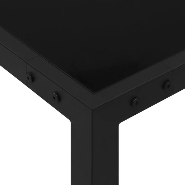 vidaXL Garden Table Black Powder-coated steel, tempered glass