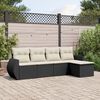 vidaXL Garden Sofa Set Black, Cream White PE Rattan, Powder-Coated Steel