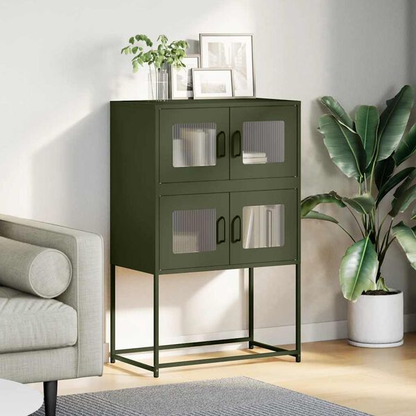vidaXL Highboard Olive green Cold-rolled steel Medium Highboard