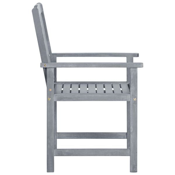 vidaXL Outdoor Chair Set of 2 Grey Solid Acacia Wood Standard Durable