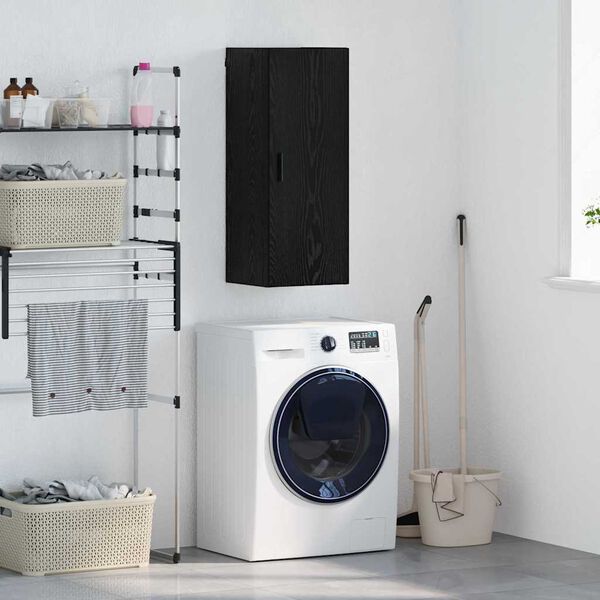 vidaXL Wall Mounted Cabinet Black Oak 13.58 x 13.39 x 35.43 in