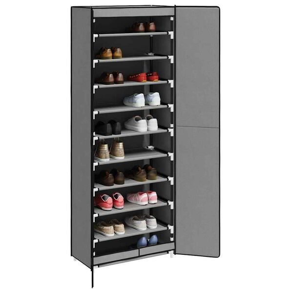 vidaXL Shoe Rack Gray Non-woven fabric (100% polyester), steel Medium