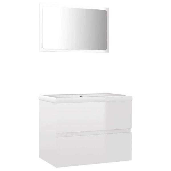 vidaXL Bathroom Furniture Set High gloss white Engineered wood, Ceramic