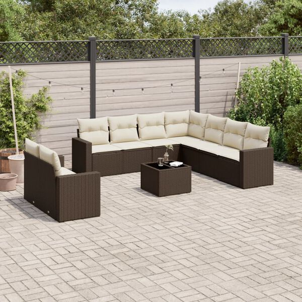 vidaXL Garden Sofa Set Brown and Cream White