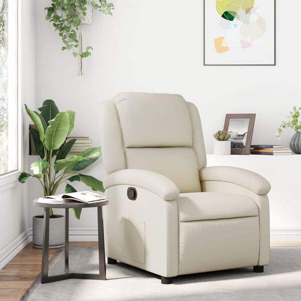vidaXL Recliner Chair Cream Faux leather, Metal, Plywood Single