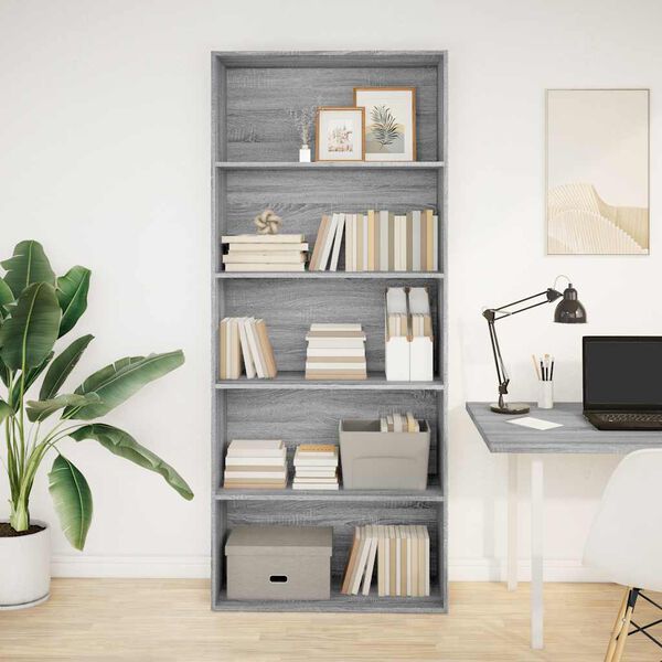 vidaXL Book Cabinet Grey Sonoma Engineered wood Tall Book Cabinet