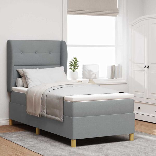 vidaXL Box Spring Bed with Mattress Dark Grey 35.4 x 74.8 in Fabric