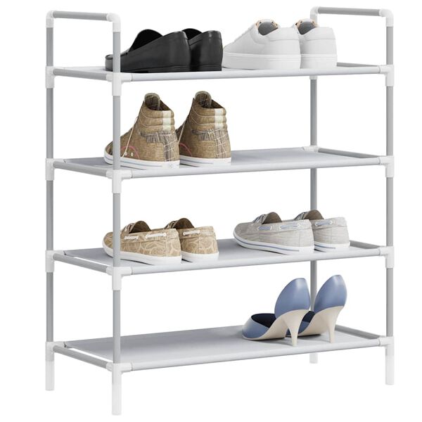 vidaXL Shoe Rack Silver Metal and non-woven fabric Medium Shoe Rack