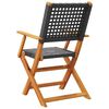 vidaXL Folding Patio Chairs 8 pcs Black Poly Rattan and Solid Wood
