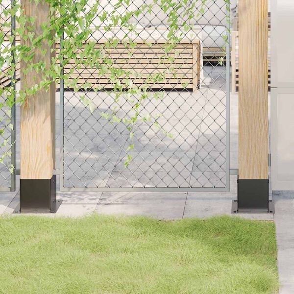 vidaXL Post Bases Square 12 pcs Anthracite 5.55x5.55" Powder-coated Steel