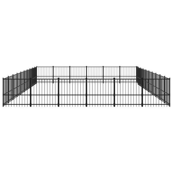 vidaXL Dog Kennel Black Powder-coated steel Large Durable Dog Kennel