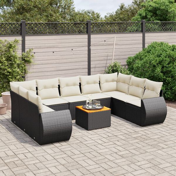 vidaXL Garden Sofa Set Black PE Rattan Large Modular Garden Sofa Set