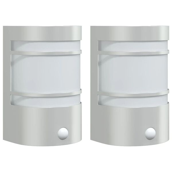 vidaXL Outdoor Wall Light Set of 2 Silver Stainless steel, glass Compact