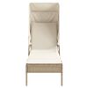 vidaXL Sun Lounger with Canopy and Table Beige Poly Rattan