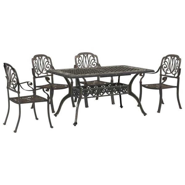 vidaXL Garden Dining Set Bronze Cast Aluminum 5 Piece Durable