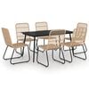 vidaXL Dining Set Oak and black Poly rattan, powder-coated steel, glass