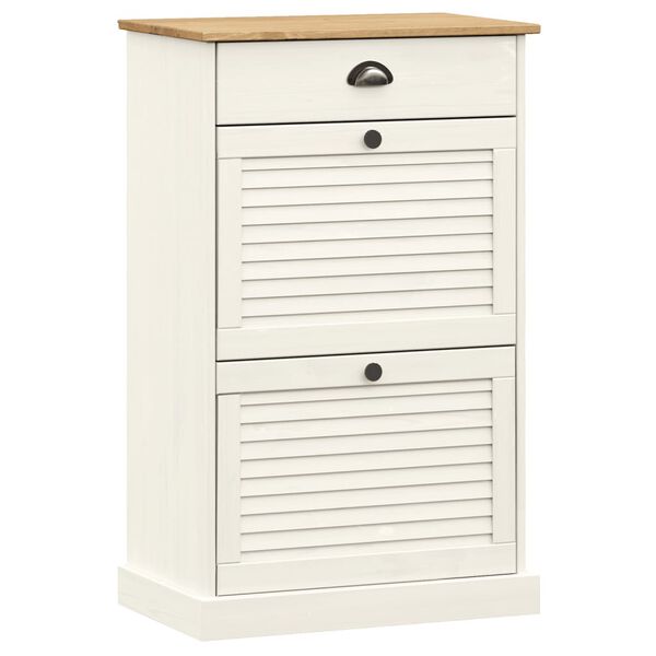 vidaXL Shoe Cabinet White Solid pine wood, engineered wood, metal Medium