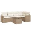 vidaXL Garden Sofa Set Beige PE rattan, powder-coated steel, tempered glass