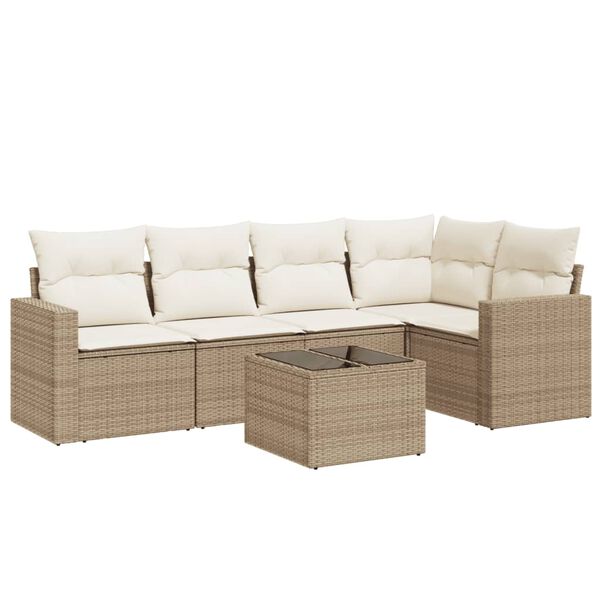 vidaXL Garden Sofa Set Beige PE rattan, powder-coated steel, tempered glass