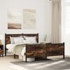 vidaXL Bed Frame Smoked Oak Steel, Engineered Wood 55.1 x 78.7 in