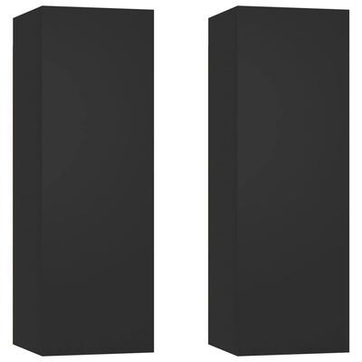 vidaXL TV Cabinets 2 pcs Black 12"x11.8"x35.4" Chipboard