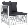 vidaXL Garden Lounge Set White Woven fabric, powder-coated steel, textilene