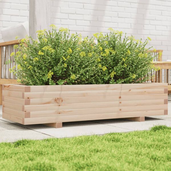vidaXL Garden Planter Natural wood Solid pinewood 43.3 x 15.7 x 10.4 in