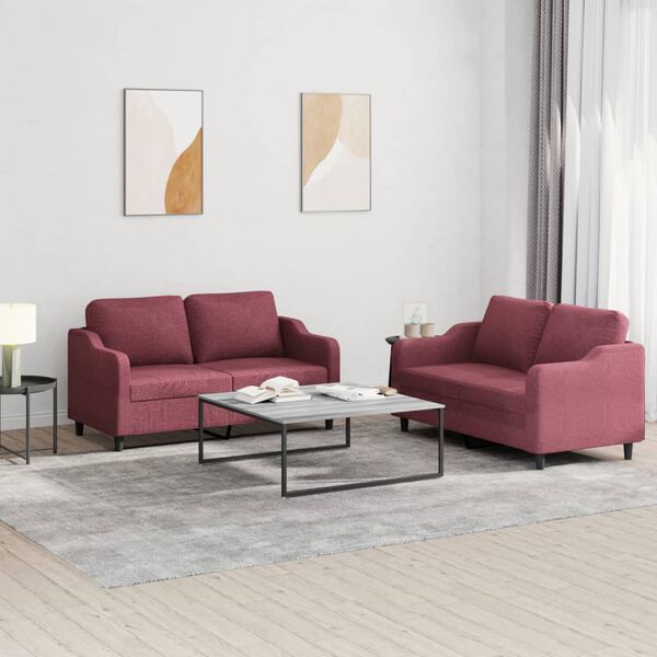 vidaXL Sofa Set Wine Red Fabric (100% polyester), Metal, Textilene, Plywood