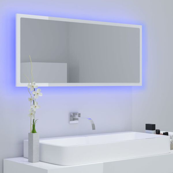 vidaXL Mirror High gloss white Engineered wood, acrylic